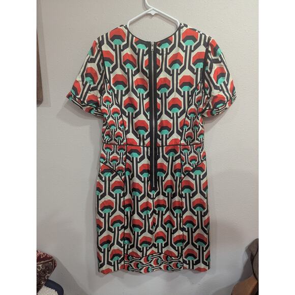 Original Milly of New York short sleeve silk dress w/geometric mod color print - Picture 7 of 12